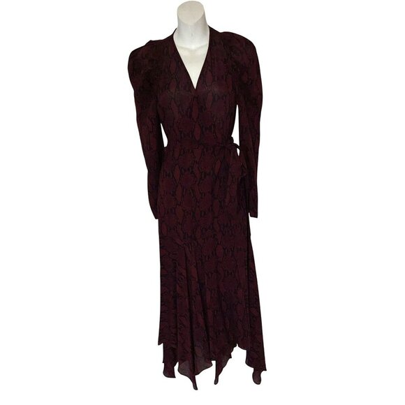 A.L.C. Tianna Silk Midi Wine Red Dress Snakeskin  Size 2 - Picture 3 of 11